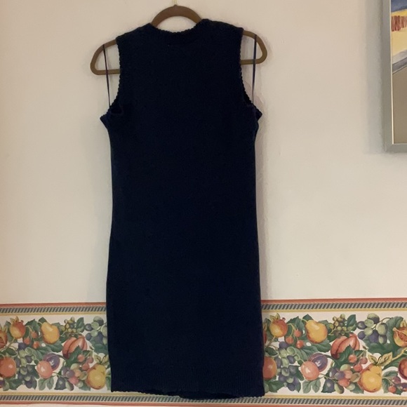 Caroline Constas Navy Knit Sleeveless Sweater Dress, Size S, Gold Buttons, NWT - Picture 2 of 11